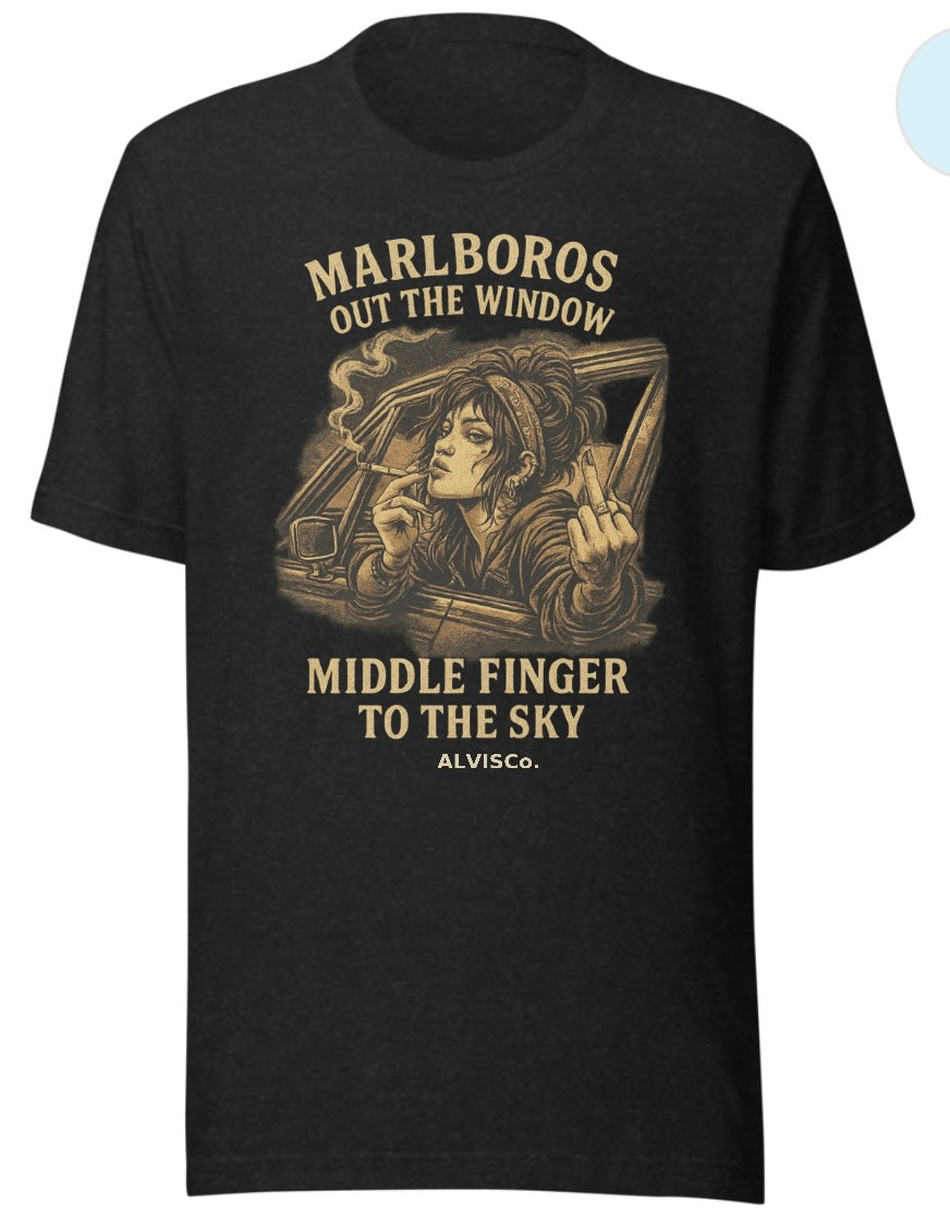 Marlboros Out the Window” Rebel Road Girl Tee – ALVISCo.