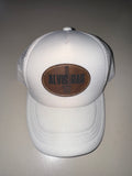 ALVIS Bar Leather Patch White Trucker Hat