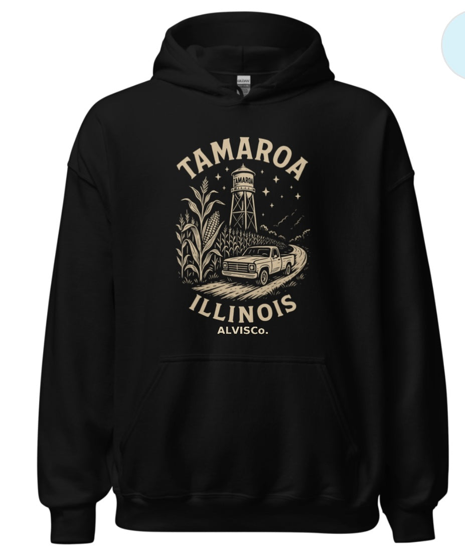 Tamaroa, Illinois” Backroad Scene Hoodie