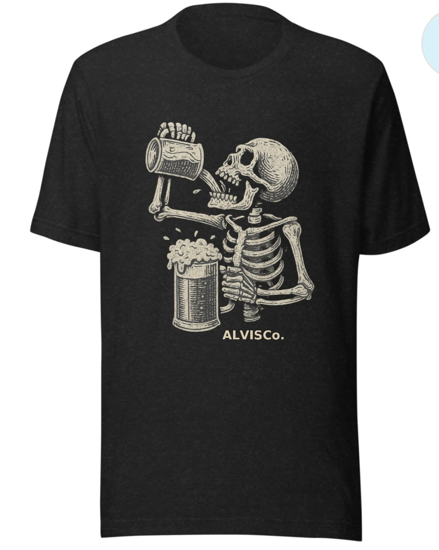 Dead Thirsty” Skeleton Beer Tee — ALVISCo.