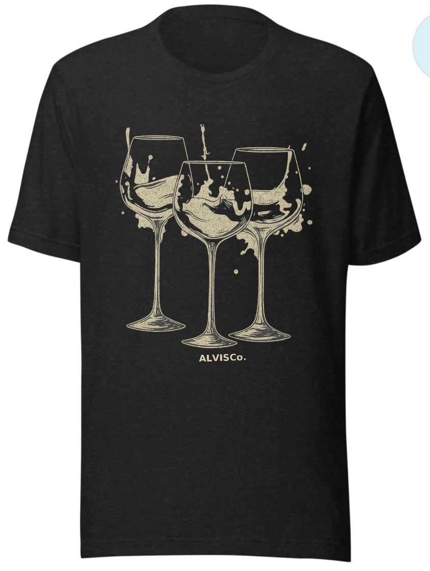 Spill the Wine” Vintage Trio Glasses Tee – ALVISCo.
